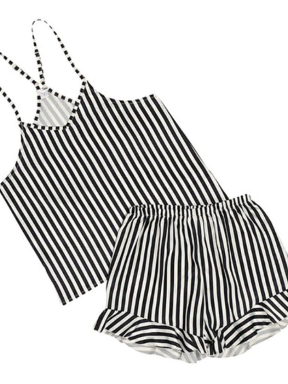 Bella Sleep & Spa Striped Cami + Ruffled Shorts PJ Set Size S